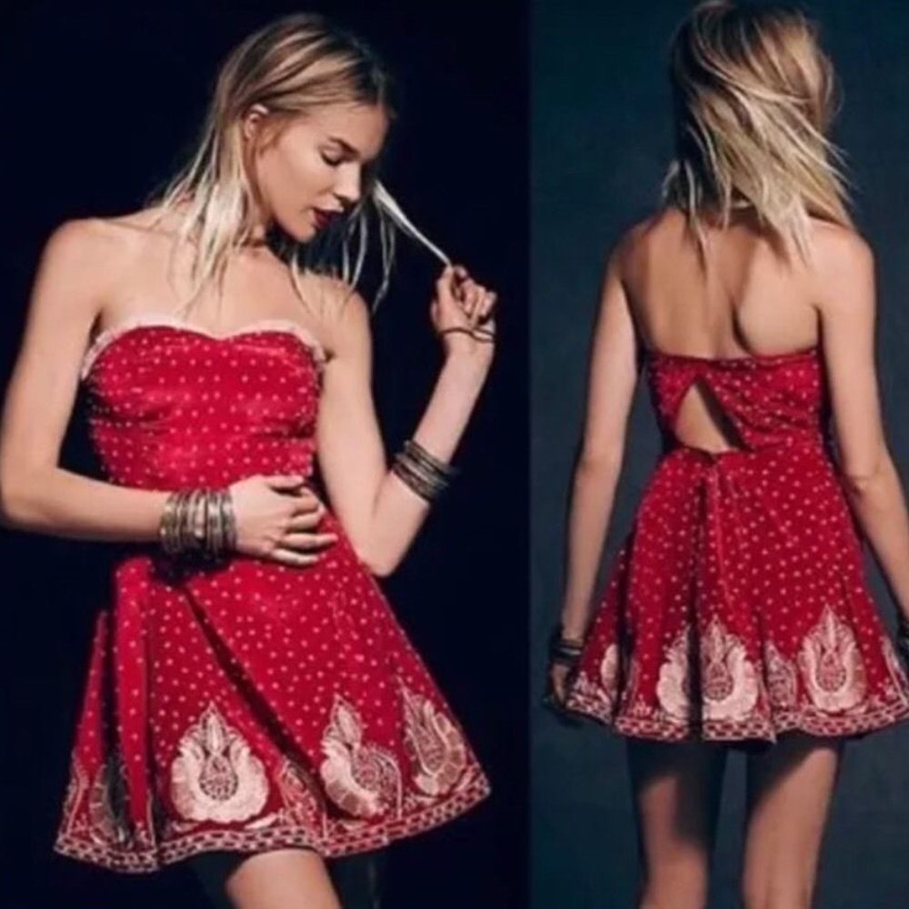FREE PEOPLE VERY MERRY EMBROIDERED LIMITED DRESS 6